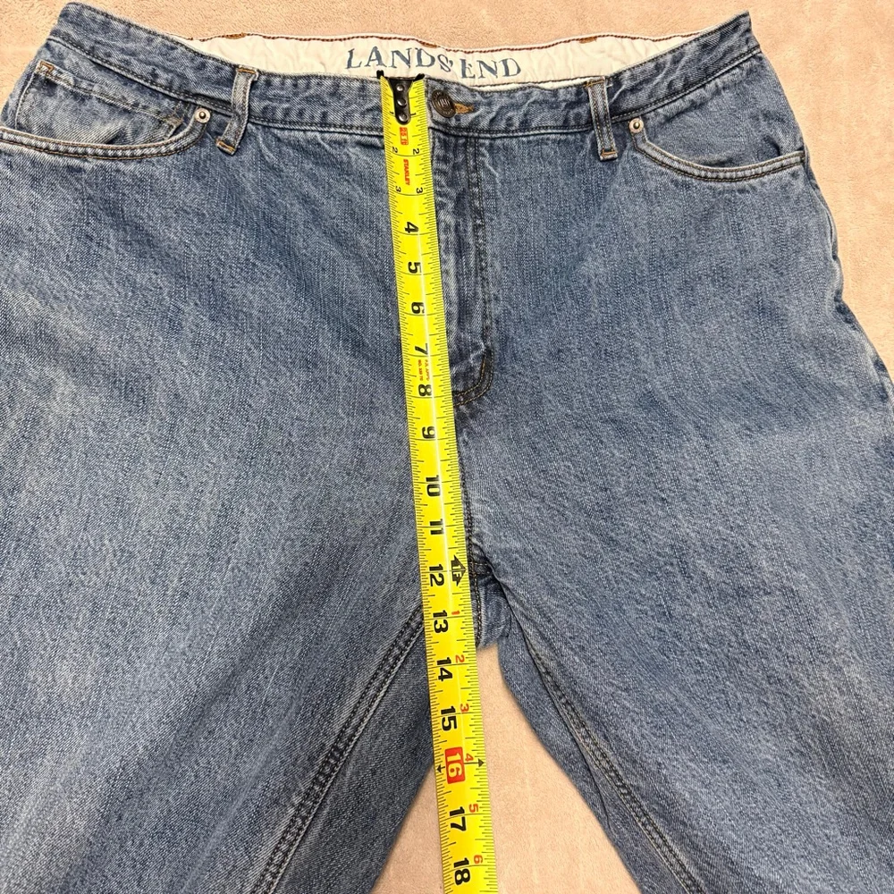 Men's Lands' End Relaxed Jeans Waist 40 Blue Plaid Lined Vintage